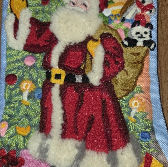 Sunset Crewel Stitchery Embroidery Holiday Stocking  Father Chirtmas 2005 - Picture 2 of 6